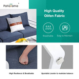 Patiorama Aluminum Patio Furniture Set, 4 PCS Modern Patio Conversation Set, All Weather White Outdoor Sectional Sofa Set w/Table, 3-Seater Sofa, Superior Olefin Cushion, Garden-Blue Cushion Patiorama