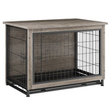 JY QAQA Dog Crate Furniture, Wooden Dog Crate Table, Double-Doors Dog Furniture, Indoor Dog Kennel, Dog House, Dog Cage/Grey/XL JY QAQA PET