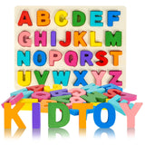 Alphabet Puzzle Wooden Puzzles for Toddlers 3 4 5 Year Old, ABC Puzzle Shape Alphabet Learning Puzzles Toys with Puzzle Board & Letter Blocks, Preschool Educational for Girls Boys Attmu