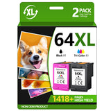 TECKKIN 64XL Ink Cartridges Black/Color Combo Pack Replacement for HP Ink 64 64XL for HP Envy Photo 7855 7858 7155 7120 Printer (1 Black, 1 Color) TECKKIN