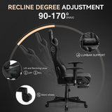 GTPLAYER Gaming Chair, Computer Chair with Bluetooth Speakers, High Back Ergonomic Office Chair Desk Chair with Lumbar Support, Height Adjustable Game Chair with Footrest 330LBS, Black GTPLAYER
