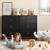 Dresser for Bedroom, 6 Drawer Dressers, Wood Dresser, Chests of Drawers for Entryway Closet Living Room Hallway Sturdy Wooden Top Easy Pull Handle,Black WoodArtSupply