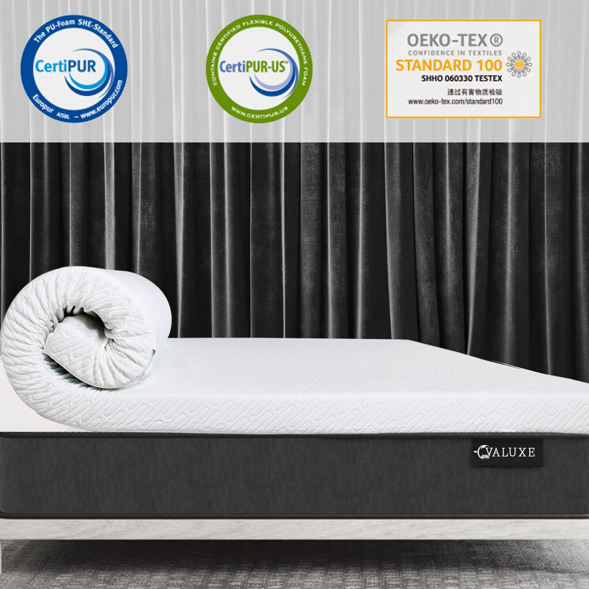 3 Inch Gel Memory Foam Mattress Topper Full Size High Density Cooling Pad Pressure Relief Bed Topper (with Removable & Washable Bamboo Cover) VALUXE