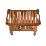 EcoDecors, 24 inch, Natural Wood, Teak Shower Bench, Shower Stool Wood, Wood Shower Chair, LiftAide Arms, Bathroom Bench Seat, Shower Bench Waterproof EcoDecors