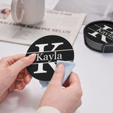 Personalized Coaster, Leather Coaster Set of 6 with Holdr Custom Name Logo Photo, Heat Resistant Waterproof Coasters for Coffee Table Kitchen Bar Housewarming (Round Leather) Xzrkcsa