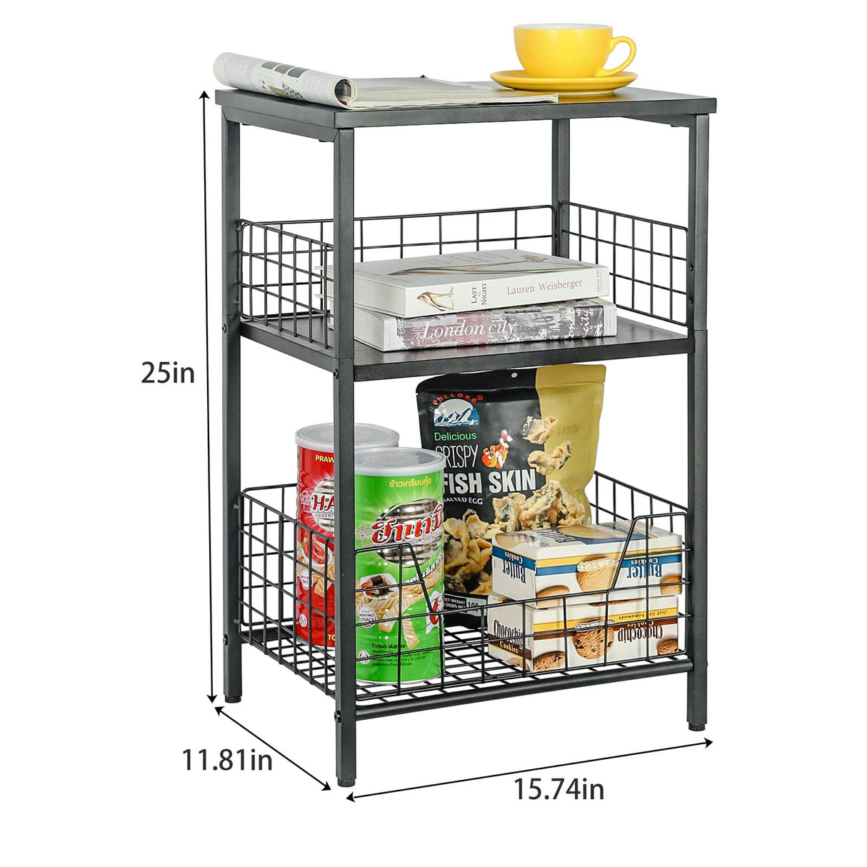 X-cosrack Side Table, Small End Table Record Player Stand with Storage, Vinyl Record Storage Night Stand for Living Room, Bedroom,Office(Patent Pending)(Black) X-cosrack