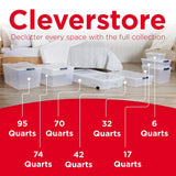 Rubbermaid Cleverstore Clear 32 Qt, 6 Pack Stackable Plastic Storage Bins with Lids, Great for Closet and Laundry Storage, Organizing in the Home Rubbermaid