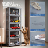 Magshion Display Cabinet, 5-Tier Corner Shelf with Acrylic Doors, 67.5" Tall Curio Display Case, Showcase, Storage Shelf, for Living Room, Bedroom, Playroom, White, 12.5" D x 23" W x 67.5" H Magshion