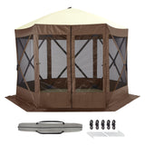 Hipicute Pop Up Gazebo,10 X 10 Ft Portable Outdoor Camping Pop Up Canopy Screen Tent with Mosquito Netting Gazebo,Waterproof 6 Sidewalls,Ground Stakes,Carry Bag for Lawn, Garden, Backyard(Brown) Hipicute