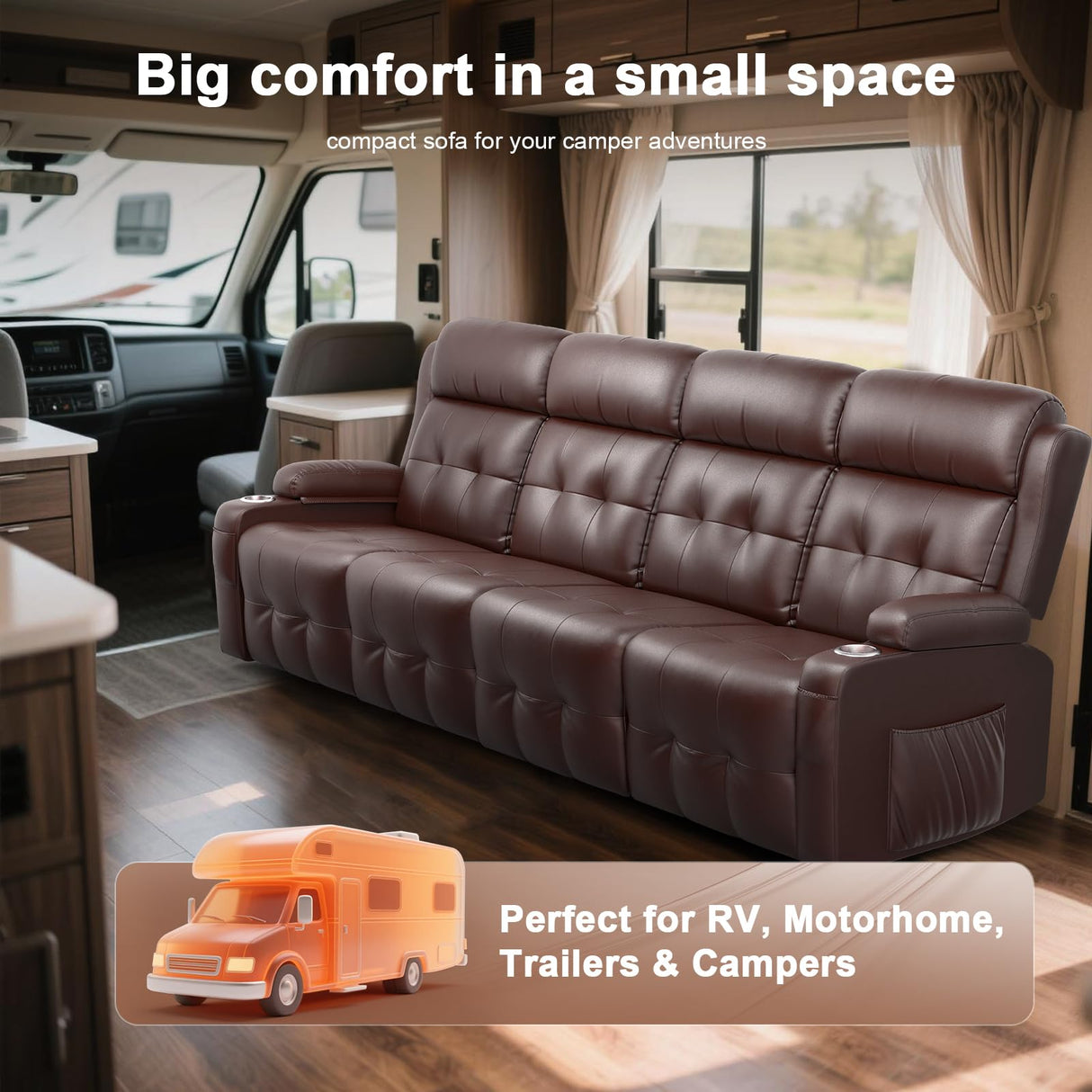 Recliner Sofa, Massage Reclining Sofa 4 Seater Sets Heavy Weight Capacity, RV Loveseat Clearance with Storage, Cup Holders, Wall Hugger Couches for Living Room VAFEAFO