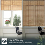 SEEYE Cordless Bamboo Blinds Shades, Light Filtering Bamboo Roller Shades Natural Roman Blind Shade, Bamboo Roll Up Blind for Windows, Easy to Install for Door, Patio, Bedroom, 26" W x 64" H,Natural SEEYE