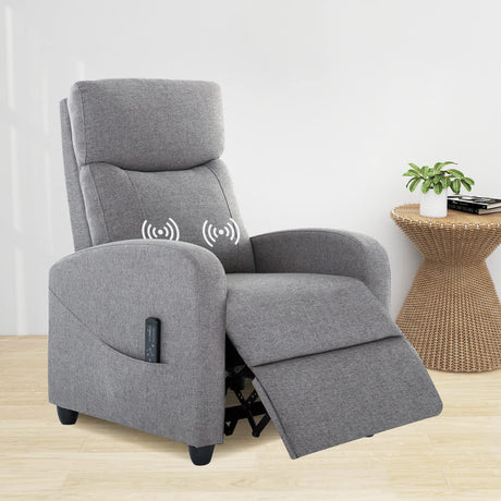 Zanzio Massage Modern Adjustable Heated Recliner Home Theater Single Sofa Chair Lounge with Padded Seat, Grey Zanzio