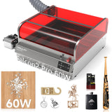 Creality Engraver Enclosed, Falcon2 Pro 60W Output Engraver and Cutter, 25000mm/min Speed Cutter Machine with Air Assist, Auto Fan, Camera Positioning for Wood and Metal Creality