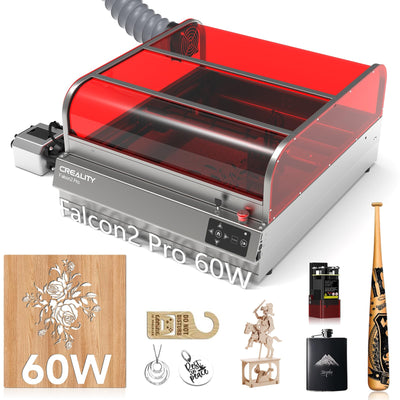 Creality Engraver Enclosed, Falcon2 Pro 60W Output Engraver and Cutter, 25000mm/min Speed Cutter Machine with Air Assist, Auto Fan, Camera Positioning for Wood and Metal
