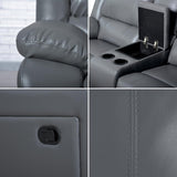 LY&S Home Collection Sectional Reclining Sofa, Sectional Couches for Living Room, Modular Manual PU Leather Recliner Sofa Livingroom Furniture Sets (Grey) LY&S Home Collection