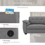 CHYMSUN 87" Modern Sofa, Comfy Sofa Couch w/Extra Deep Seats, 2/3 Seater Couches w/USB Charging Ports & Side Pockets, Sleeper Sofas for Living Room, Apartment, Office (Grey Chenille) CHYMSUN