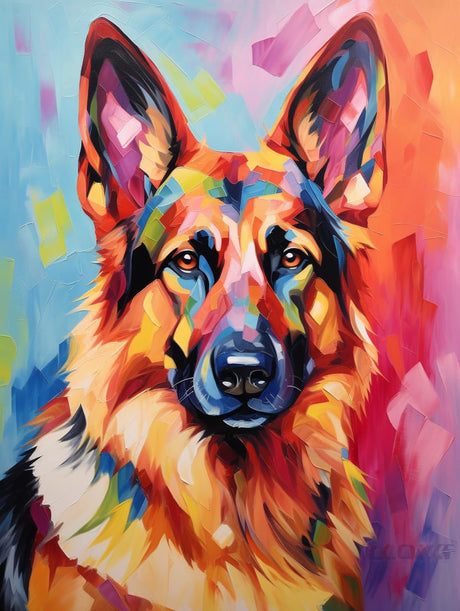 5D Diamond Art Painting Kits for Adults Colorful German Shepherd Dog Round Full Drill Gems Cross Stitch Art Kit Canvas Painting by Diamond Mosaic Craft for Home Decoration 30x40cm(2) WoodArtSupply