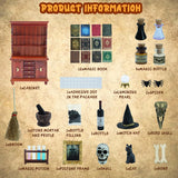 BEIREG Dollhouse Miniatures 1/12 Scale Accessories, Wooden Bookshelf Furniture Set - Magic Bottle&Potion, Witch Frame and Hat, Mini Bookcase, Haunted Dollhouse Halloween Decorations for Kids Gifts BEIREG