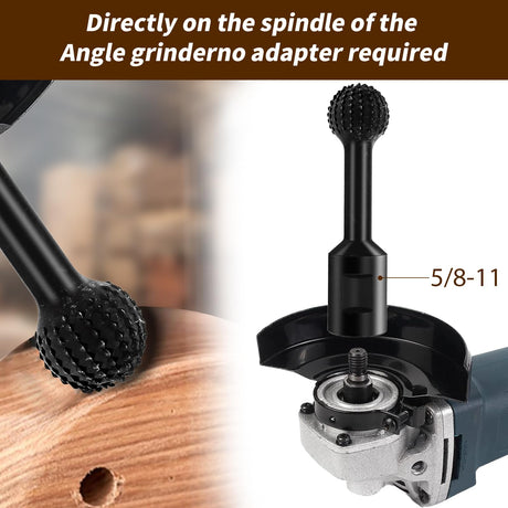 ZJRDYYK 4PCS Cylinder and Sphere Rotary Burr with 5/8-11 Threads for 4 1/2 and 5 Inch Angle Grinder, Ball Gouge Angle Grinder Attachments Power Carving Tools for Wood Carving Grinding Polishing ZJRDYYK