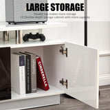 AMERLIFE Fireplace TV Stand with 36" Fireplace, 70" Modern High Gloss Fireplace Entertainment Center LED Lights, 2 Tier TV Console Cabinet for TVs Up to 80", Ivory White AMERLIFE