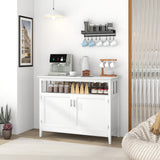 LOKO Buffet Cabinet with Storage, Freestanding Kitchen Cabinet with Adjustable Shelf, Storage Sideboard Console Table, 45 x 20 x 36 inches (White) LOKO