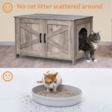 Homhedy Cat Litter Box Enclosure,Litter Box Furniture Hidden with Barn Door,Wooden Cat Washroom Furniture,Cat House,Fit Most of Litter Box, Greige Homhedy