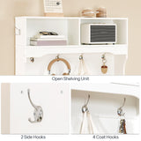 HOOBRO Hall Tree with Bench and Shoe Storage, Entryway Bench with Coat Rack and Shoe Cabinet, Flip-Down Cabinet Door, Coat Rack with Shoe Rack, for Mud Room, White WT84MT01 HOOBRO