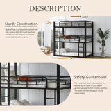 AnoYishev Triple Bunk Bed for Kids,Twin Over Twin Over Twin Metal Bunkbeds with Ladder for Kids Teens Bedroom, No Box Spring Needed, Easy Assembly (Black) AnoYishev