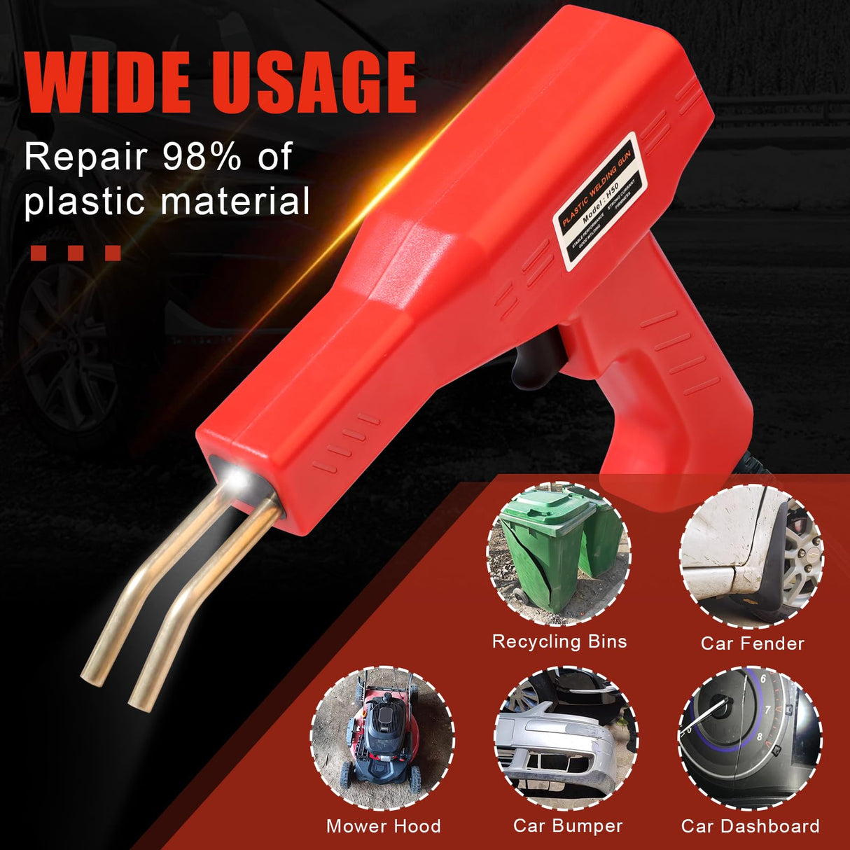 ATOLS Plastic Welder, 1000PCS Staples, Plastic Welding Kit, Hot Stapler Kit, Plastic Welder Gun Kit, Car Bumper Repair Kit, Plastic Repair Kit (Corded, Red) ATOLS