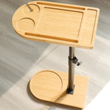 YUHFERA Sofa Tray Table for Couch Arm - Side Table Tray for Small Spaces, Bamboo Height Adjustable Table for Bed or Chair with Phone & Tablet Slots, TV Tray Table for Living Room YUHFERA