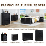 NONGSHIM Farmhouse 6 Drawer Dresser, Dresser Chest of Drawer for Bedroom Organizer Storage, 48 Inch Tall Dresser, Wood Dresser Storage Cabinet for Living Room, Entryway, Hallway, Kids Room, Black NONGSHIM