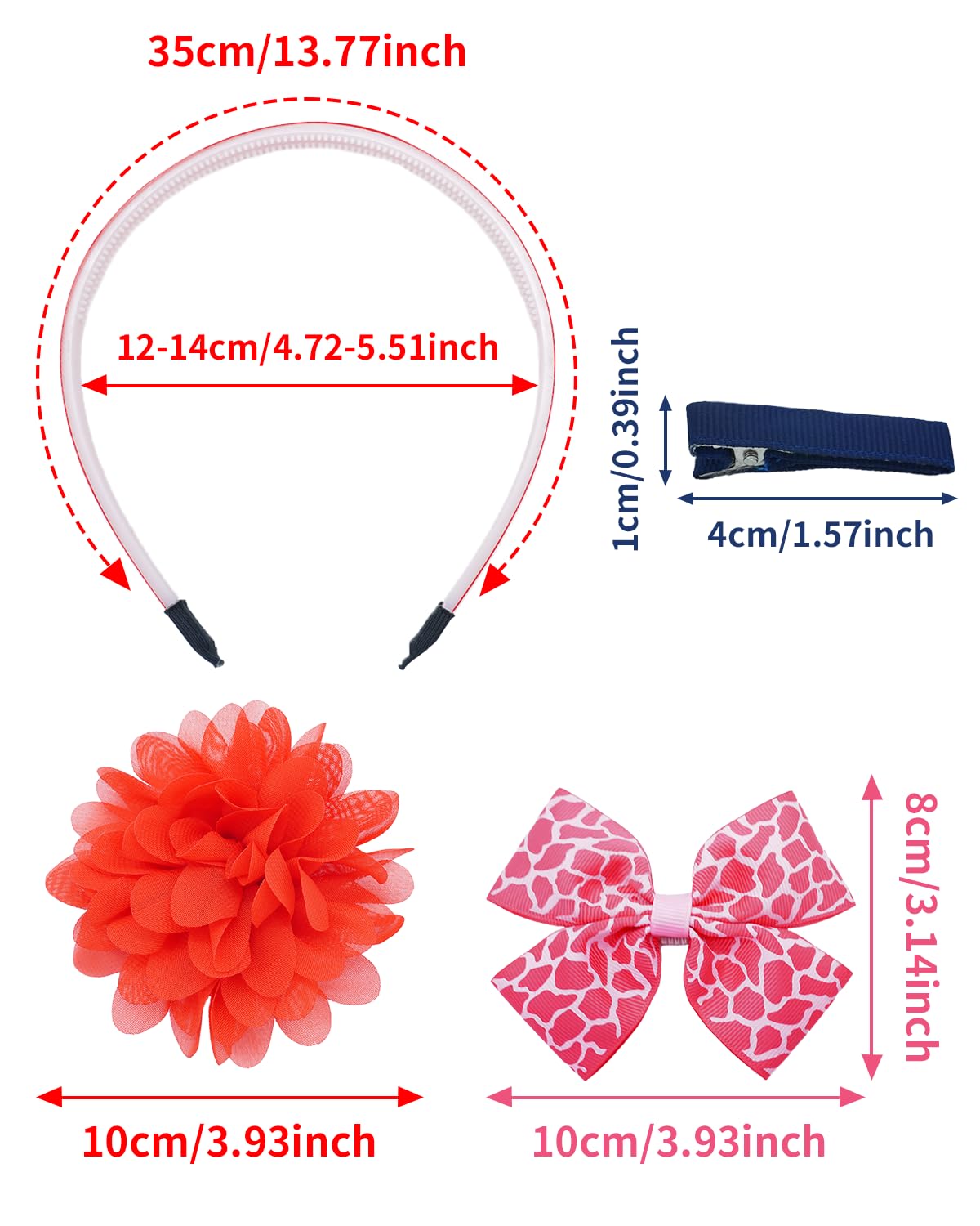 PET SHOW 50 Pack Big Flower Girl Headbands for Litter Girls with Teeth Interchangeable Charms Removable Bows Slip on Head Bands Hair Clips DIY Hair Bands Accessories Making Kit Birthday Gift PET SHOW