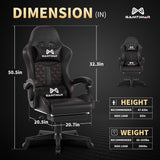 Gaming Chair, Computer Office Chair with Footrest, 155° Reclining Chair, Ergonomic High Back Computer Chair with Headrest and Lumbar Support for Adults and Kids (Black) Gamtimer
