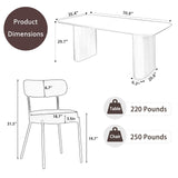 RGZ Modern Oval Dining Table Set for 6, 7 Piece Dining Table and Chairs Set with Black Kitchen Table & 6 Black Upholstered Boucle Chairs, Dining Table for Dining Room, Kitchen, Living Room RGZ