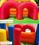 HuaKastro 16.3x7.2FT Kids Inflatable Obstacle Bounce House with Dual Racing Slides, Crawl Tunnels, Climbing, Obstacles, Jumping All in One Castle Great for Children's Outdoor Party - with Blower HuaKastro