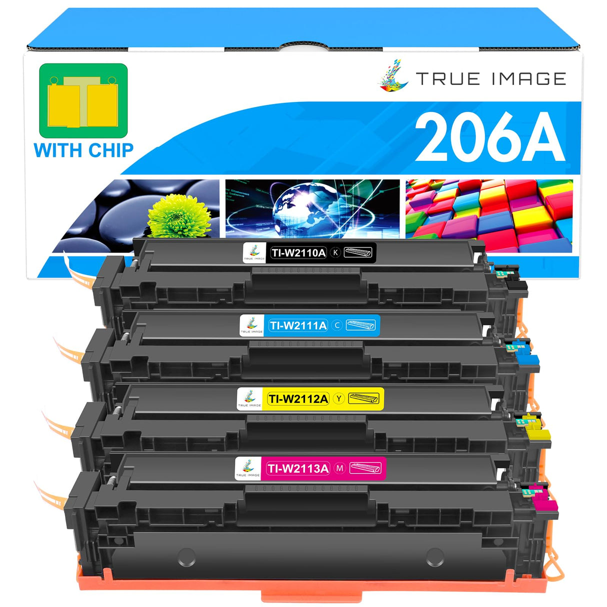 206A Toner Cartridges 4 Pack: M283fdw 206X Set Compatible Replacement for HP 206A 206X Color Laserjet Pro MFP M283fdw M283cdw M255dw M283 M255 Printer High Yield Ink (Black Cyan Yellow Magenta) TRUE IMAGE