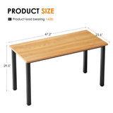 Need Computer Desk, 47 inch Home Office Desk, Modern Simple Style Home Office Gaming Desk, Basic Writing Table for Study Student, Black Metal Frame, Teak Need