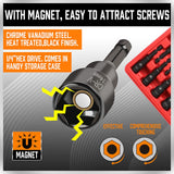 12-Piece Magnetic Nut Driver Set - Premium Impact Power Hex Nut Driver Drill Bit Master Kit, SAE & Metric, 1/4-Inch Quick-Change SEDY