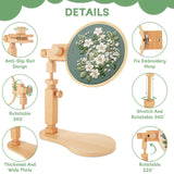 1PCS Embroidery Hoop Stand with 6 PCS 3'' to 8'' Embroidery Hoops Beech Wood Adjustable Rotated Wooden Embroidery Stand, Embroidery Hoop Holder for Cross Stitch and Embroidery Project SENENQU