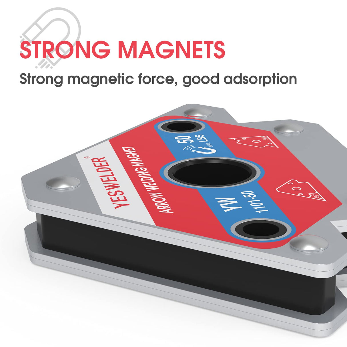 YESWELDER 50 LB Welding Magnet-4 Pieces of Magnetic Welding Holder 50 LBS Holding Power Welding Accessories YESWELDER