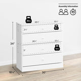 Prepac Astrid Simplistic 4-Drawer Dresser for Bedroom, Functional Bedroom Dresser Chest of Drawers 16" D x 30" W x 36.25" H, White, WDBR-0401-1 Prepac
