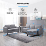 PUREMIND 2Piece Sofa Set for Living Room, Modural Convertible Loveseat and Sofa Set, Modern Linen Fabric L Shaped and Loveseat Sofa Set of 2, Sectional Sofa Couches Set for Apartment PUREMIND
