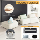 Tabaray 139" Oversized Boneless Couch, Chenille Curved Sofa, Minimalist Modular Sectional Sofa Set with Removable Backrests, 3 Pillows, Deep Seat, Modern Couches for Living Room, Bedroom, Beige Tabaray