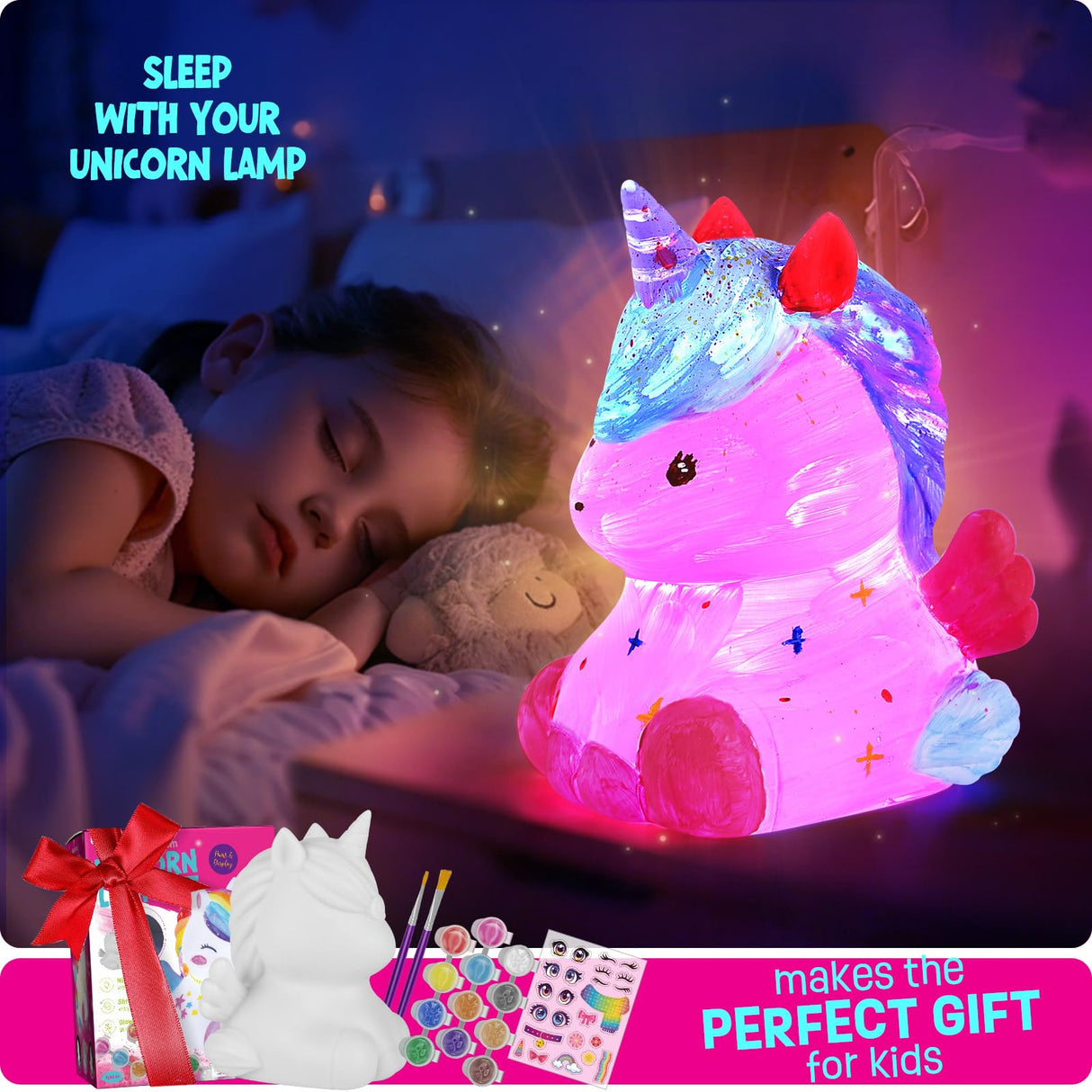 Paint Your Own Unicorn Lamp Kit, Art Supplies Arts & Crafts Kit, Painting kit for Kids 6-12, Arts and Crafts for Kids Ages 8-12, Toys Girls Boy Birthday Gift Ages 3 4 5 6 7 8 9 10 11 12+ LAOESE