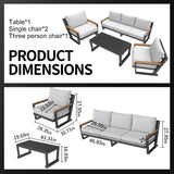 Aug-guan Aluminum Outdoor Sofa,4 Seats Modern Patio Furniture Set,Sectional Sofa Conversation Set with Coffee Table, Upgraded Washable Cushions for Garden Backyard,Grey Aug-guan