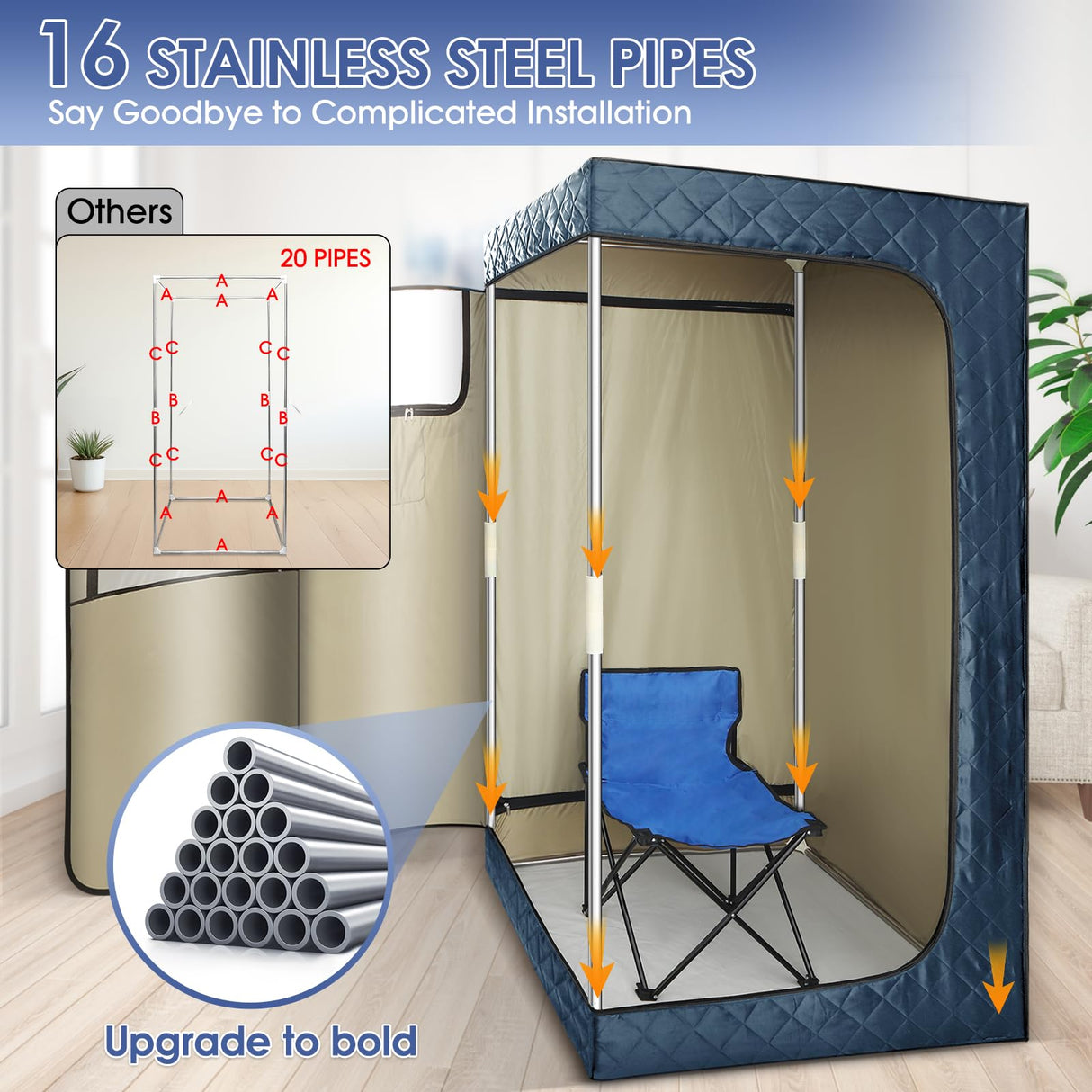 Portable Steam Sauna, Sauna Box for Home, Personal Sauna Tent with 3 L Steamer, 149°F, 9 Levels, Folding Chair, UV Atomization, Cycling Timer,72''X36''X36'' Sunakie