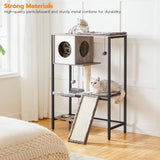 HOOBRO Wooden Cat Tree, Versatile Cat Tower with Scratching Post, Cat Hammock and Food Bowls, 4-Tier Pet House for Indoor Cats, Multi-Cat Families, Greige BG34MZ03 HOOBRO