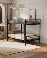 Miscoos Full Over Full Metal Bunk Bed for Kids, Convertible into 2 Separate Full Beds, Heavy Duty Bunk Bed Frame with High Guardrail and Built-in Ladder, No Box Spring Needed, Noise Free, Black Miscoos