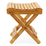 MOUYAT 2 Pack 12 Inch Bamboo Folding Stool, Bamboo Foldable Foot Step Stool, Natural Bamboo Shower Bench Seat Toilet Stool for Bathroom Showers, Saunas, Fishing, 11 x 11 x 12.6 Inch MOUYAT