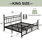 Feonase King Size Metal Platform Bed Frame with Victorian Classic Iron-Art Headboard & Footboard, Steel Slats Support, 12" Under Bed Storage, No Box Spring Needed, Easy Assembly, Noise-Free, Black Feonase